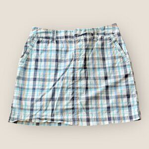 Sonoma Life + Style Womens Plaid Cotton Blend Skort Size 6 Blue & Beige